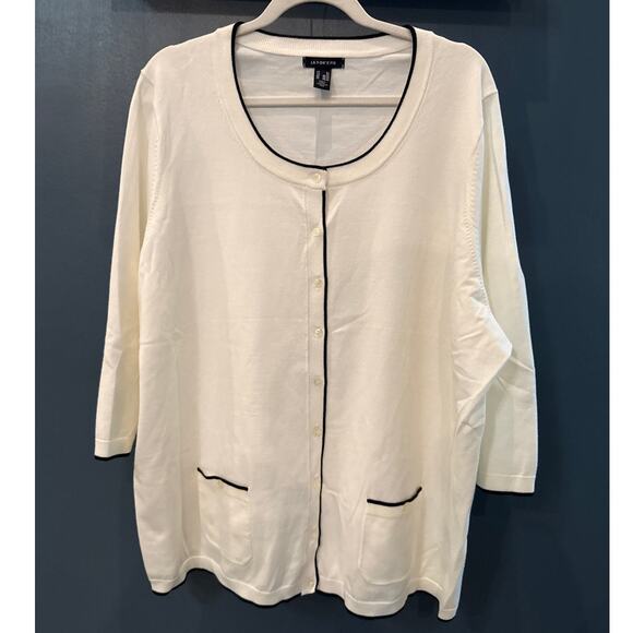Lands' End Cardigan Sweater Plus Size 3X Button Front Knit 3/4 Sleeves Pockets - Picture 1 of 8